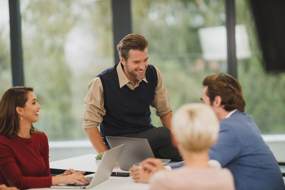 team meeting in bright modern office
